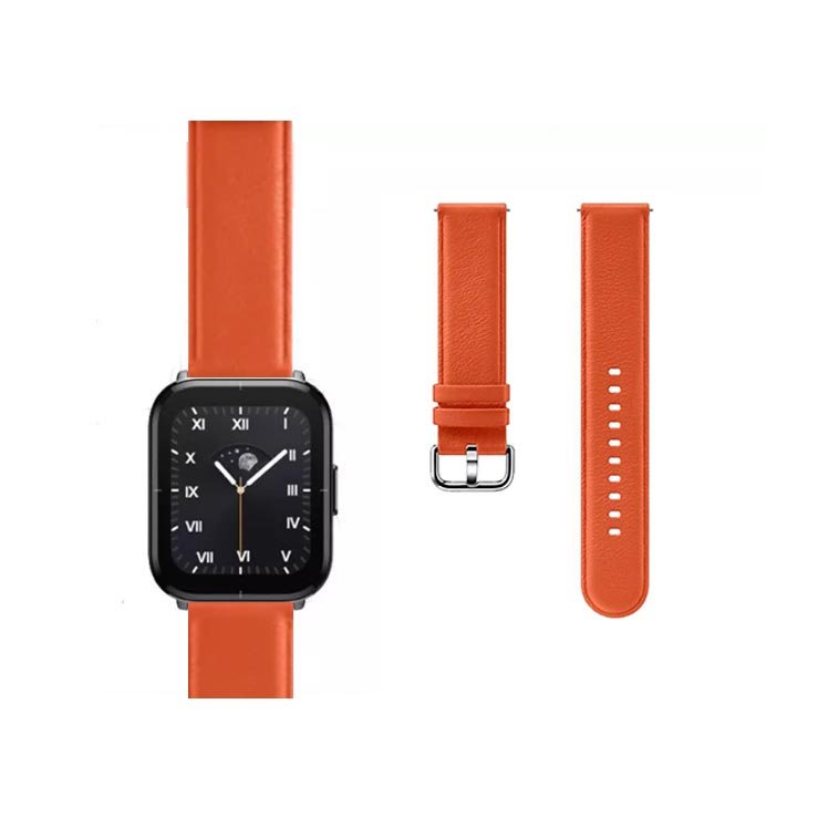 Orange Leather 22 mm Smartwatch belt