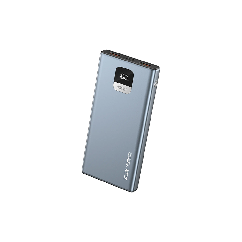 FONENG (GT100) 10000mah 22.5w with 3 outputs Power Bank - Metal Grey