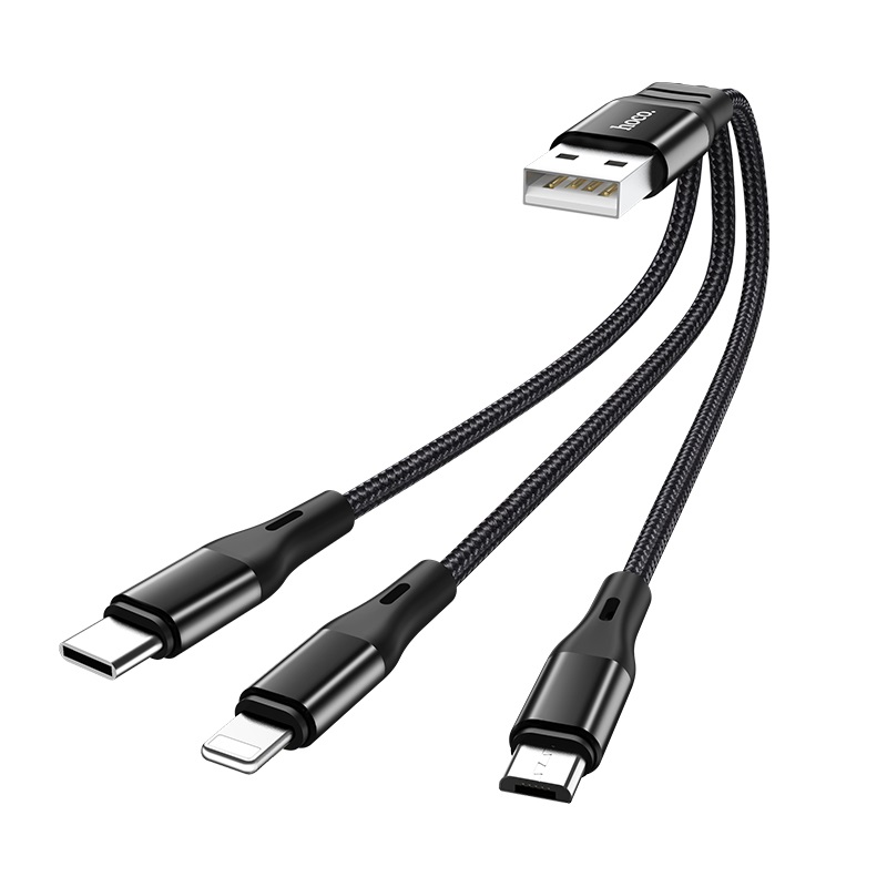 X47 3-in-1 Harbor charging cable (iP+Micro+Type-C) - Black