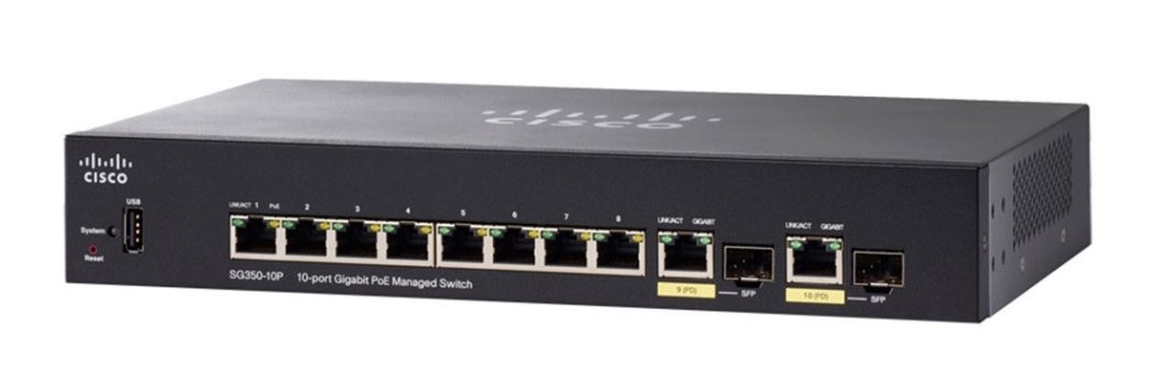 Cisco SG350-10P 10-Port Gigabit PoE Managed Switch