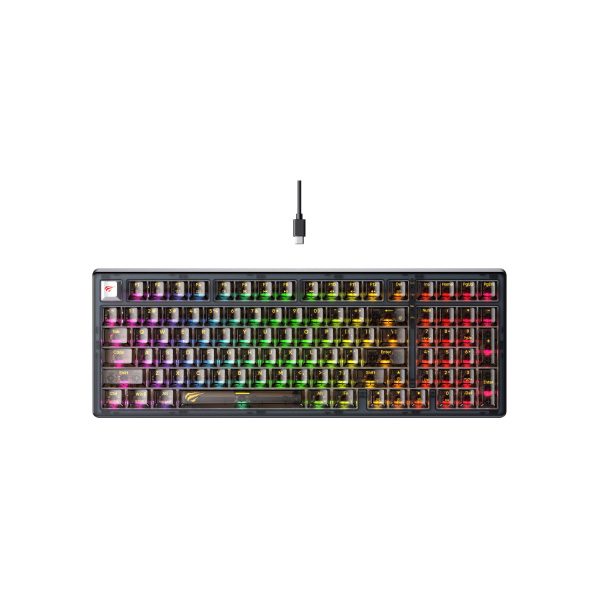 HAVIT KB875L GAMENOTE USB TO TYPE-C RGB BACKLIT CUSTOM LIGHTING MECHANICAL KEYBOARD WITH TRANSPARENT KEY