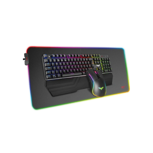 HAVIT KB511L RGB MECHANICAL GAMING KEYBOARD With WRIST REST, MOUSE & MOUSE PAD 3-IN-1 COMBO