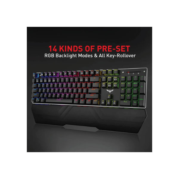 HAVIT KB380L RGB MECHANICAL GAMING KEYBOARD WITH WRISTREST, MOUSE & HEADPHONE 3-IN-1 COMBO