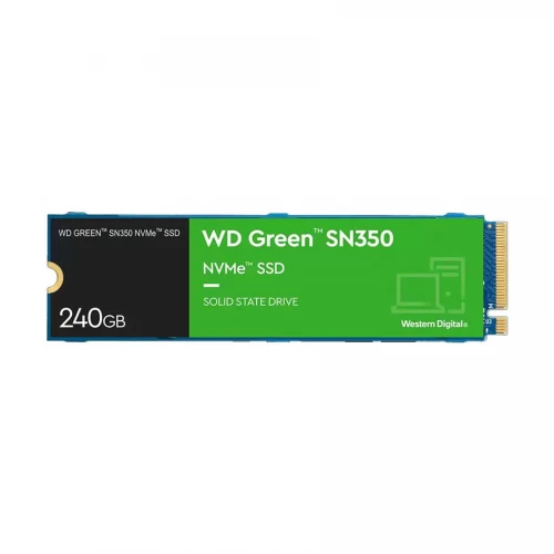 Western Digital Internal SSD Green 240GB SN350 NVMe Gen3 x4 PCIe 8Gb/s, M.2, Up to 2400 MB/s - WDS24 0G2G0C