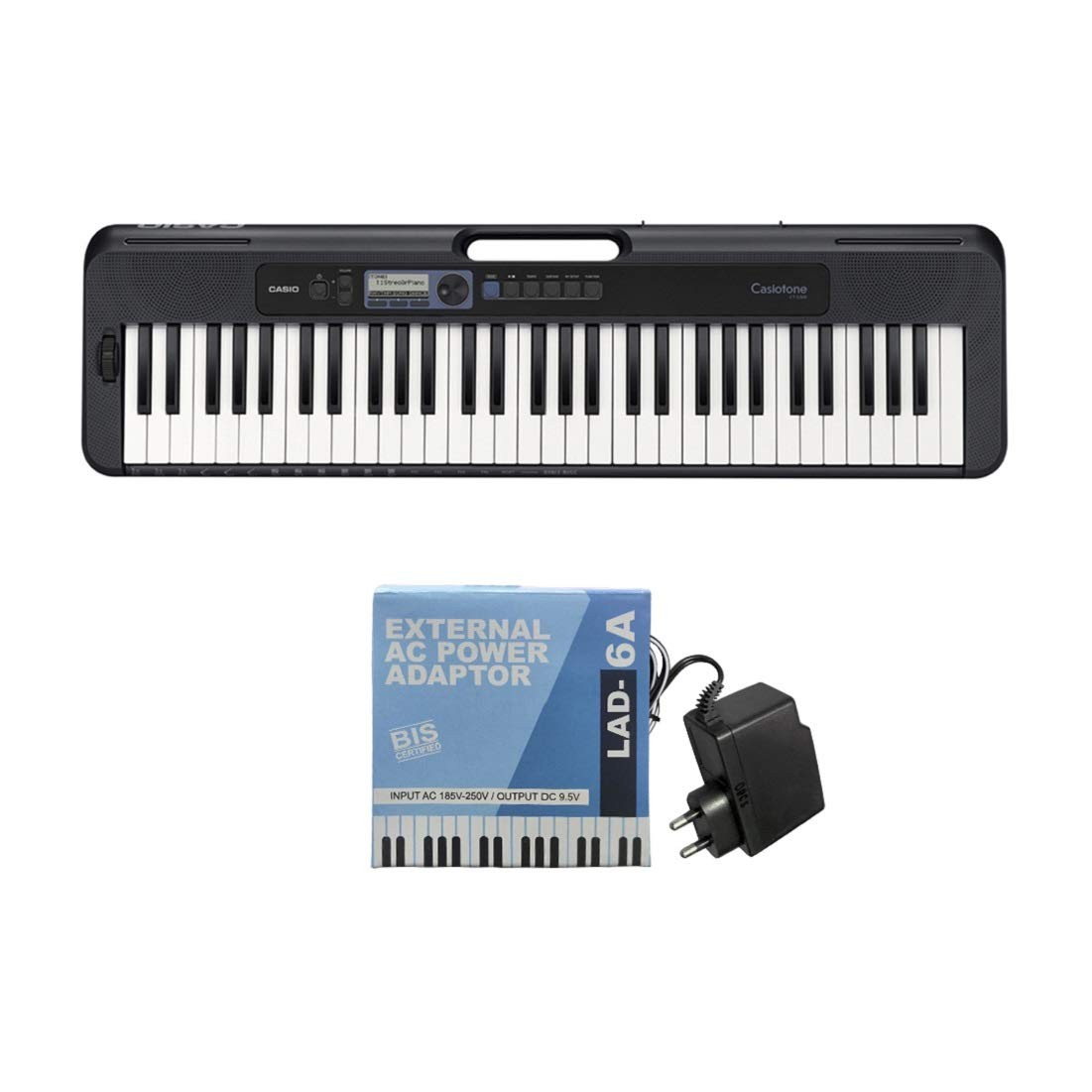 CASIO CT-S300BK Standard Portable Keyboard with 9.5V Adaptor