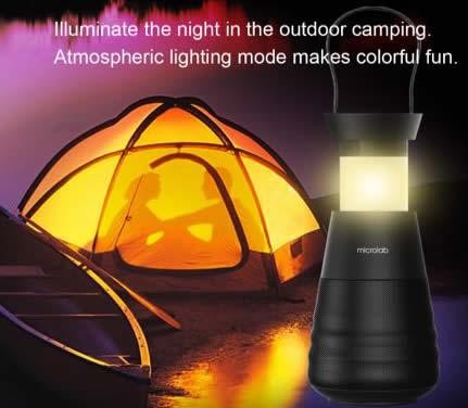 Microlab Lighthouse True Wireless Portable Speaker and Lantern (Black,Red,Green)