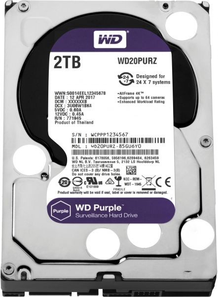 Western Digital 2TB Surveillance HDD Purple 3.5" SATA