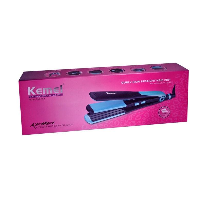 Kemei KM-2209 2-in-1 Hair Straightener + Curler