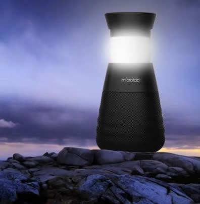 Microlab Lighthouse True Wireless Portable Speaker and Lantern (Black,Red,Green)