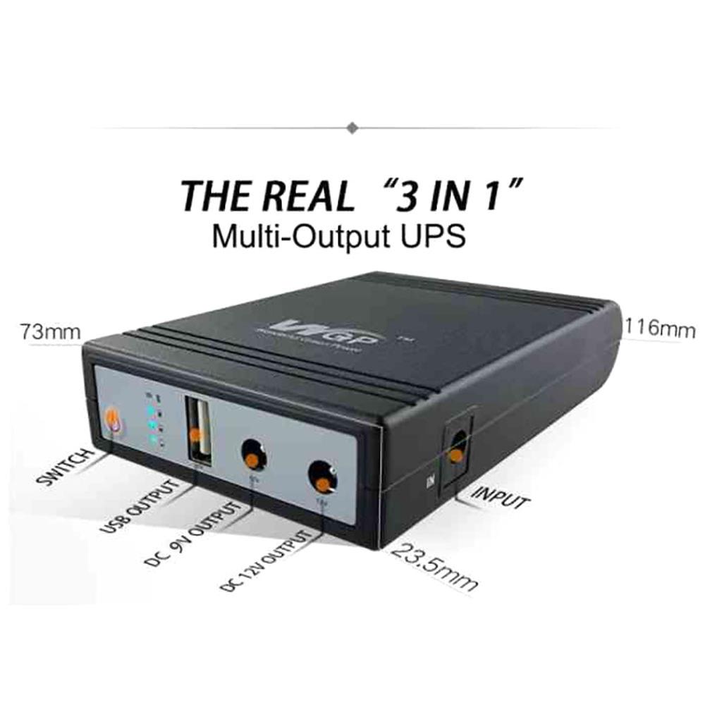 WGP Mini UPS Router & ONU Backup 5/9/12V (8,800mAh) - Up To 8 Hours Backup - Black