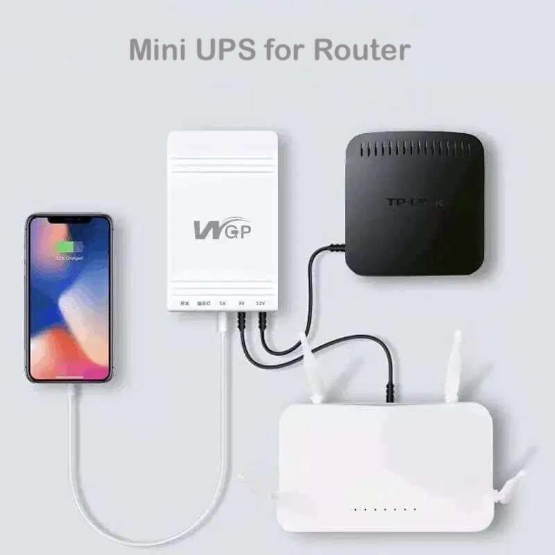 WGP Mini UPS Router & ONU Backup 5/9/12V (8,800mAh) - Up To 8 Hours Backup - Black