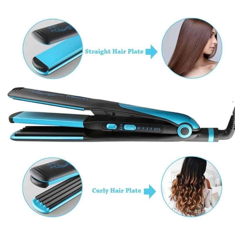 Kemei KM-2209 2-in-1 Hair Straightener + Curler