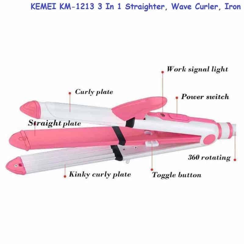 Kemei KM-1213 Professional Ceramic Coating 3 In 1 Hair Iron Curler Curling Iron Hair Styling