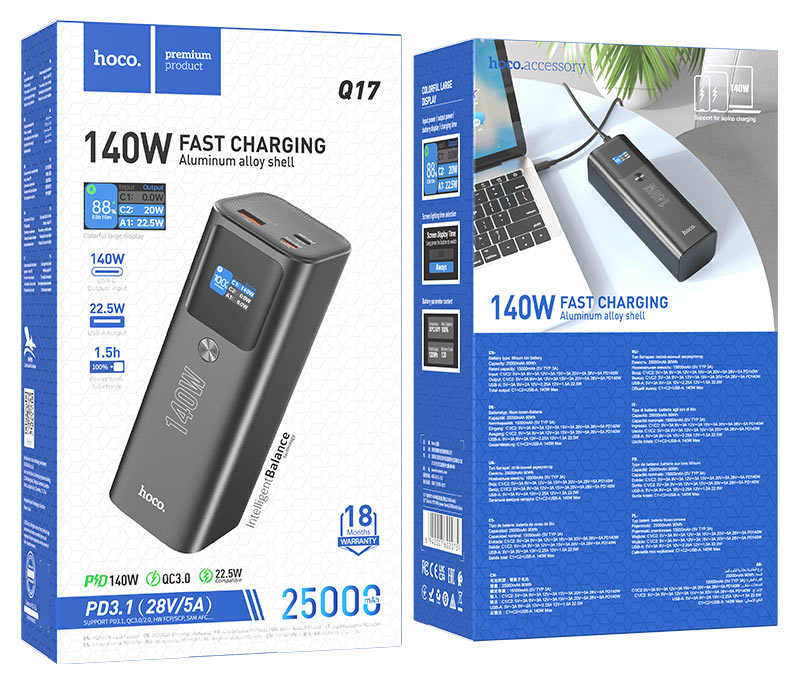 Hoco Q17 140W 25000mAh Electric Power Bank