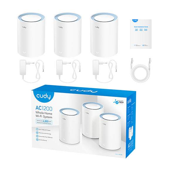CUDY M1200 (3-Pack) AC1200 Dual Band Whole Home Wi-Fi Mesh Router