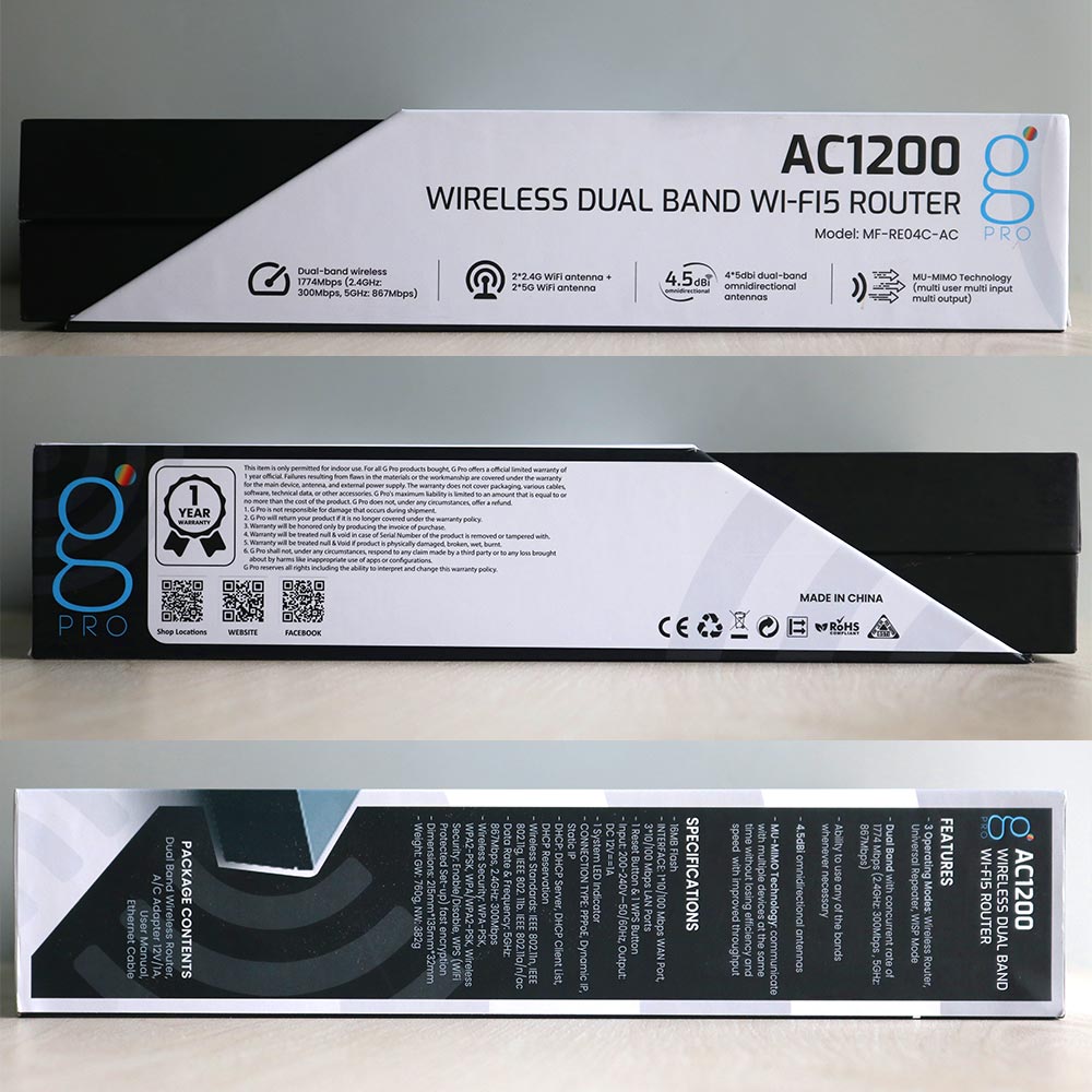 GPro MF-RE04C-AC 1200 Dual Band Non-Mesh Router